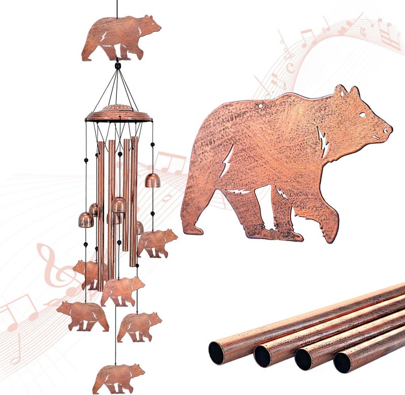 EZTZEN Bear Wind Chimes for Outside,Bear Gifts for Women/Men/Sympathy Gift/Memorial/Festival Birthday Metal windchimes Outdoors/Indoors,Patio,Garden Decor,Yard,Home Decor,Porch - Image 1